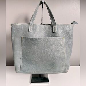 Portland Leather Medium Tote Blue Pebbled Leather MISSING STRAP